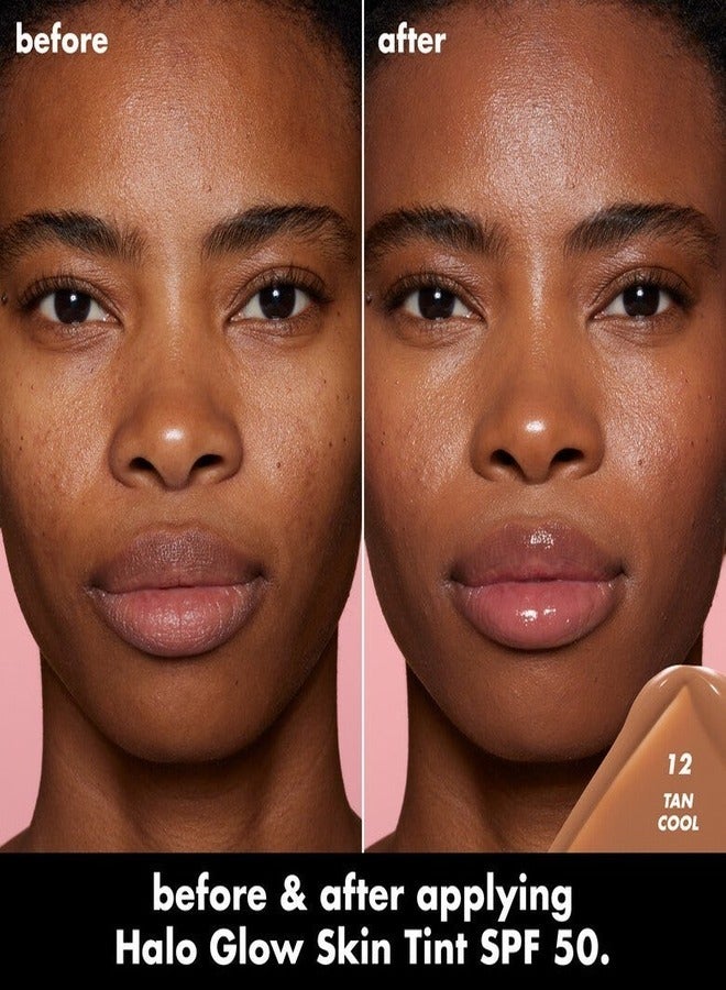 elf e.l.f. Halo Glow Skin Tint Light Coverage Foundation SPF 50 – 12 Tan Cool (Tan with Cool Undertones) Lightweight Buildable Coverage, Hydrating Dewy Finish Mineral Sunscreen, 50 ml - Image 2